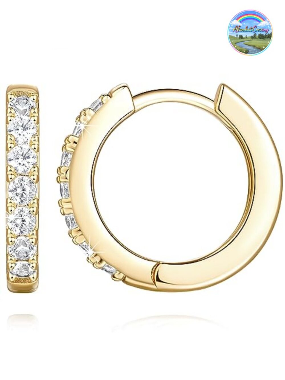 14K Gold Plated Huggie Hoop Earrings for Women Hypoallergenic CZ